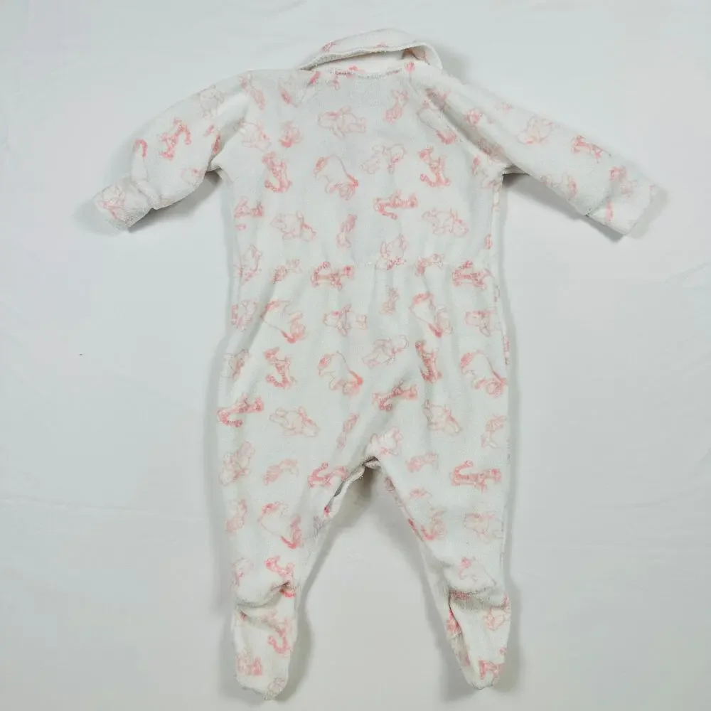 Vintage 1992 Disney Winnie The Pooh Bear & Friends Fleece Footie Pajamas Sz 12mo